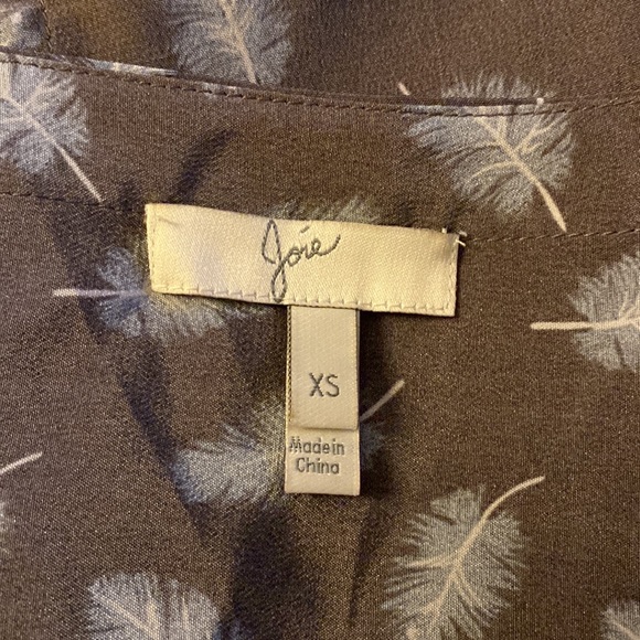 Joie Grey & Light Blue Long Sleeve Silk Top Sz xsmall - Picture 4 of 4